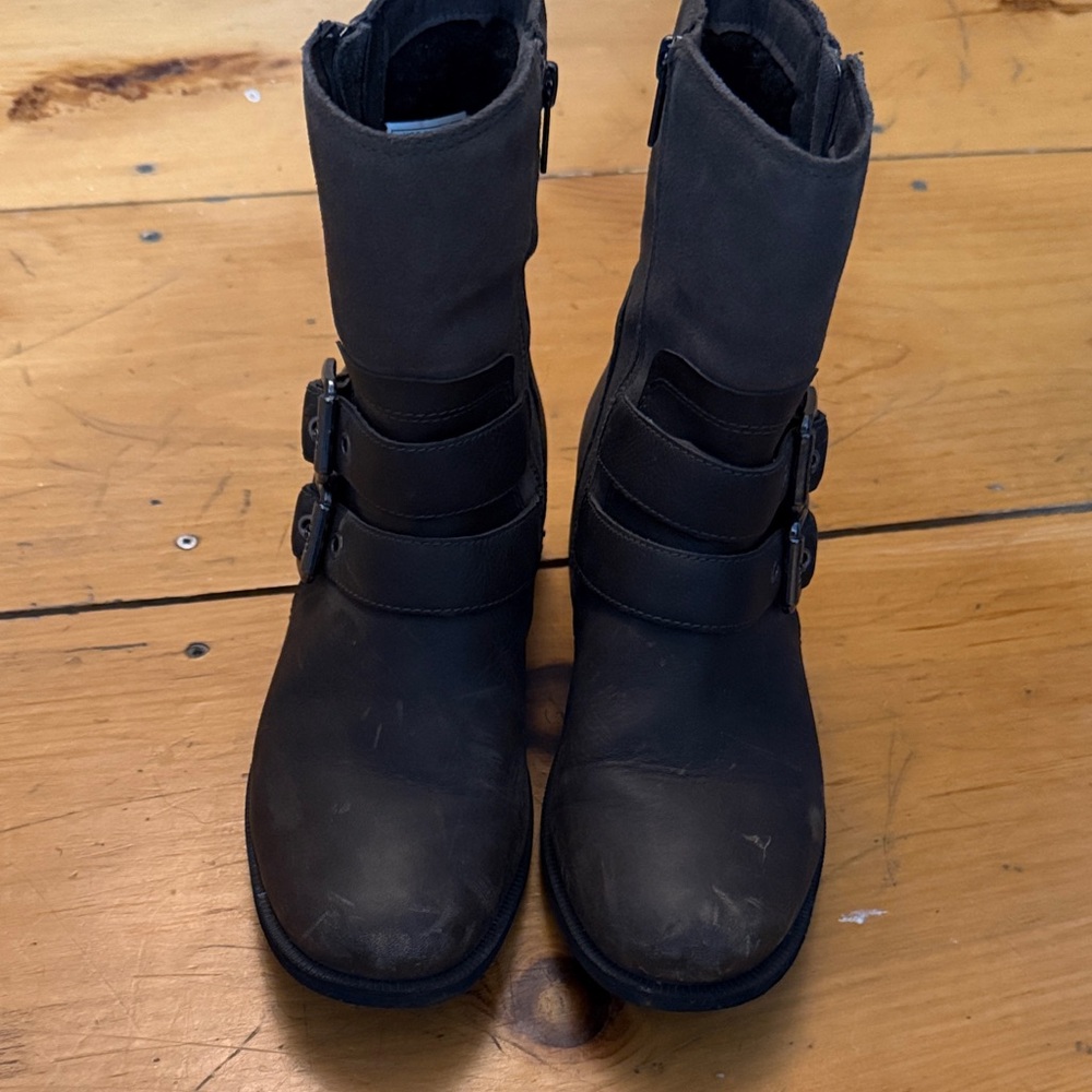 UGG Black Moto Boots with Buckles